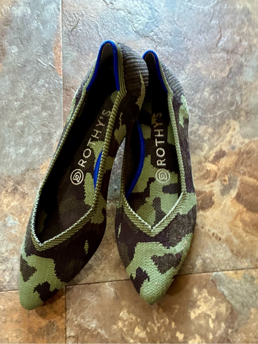 Rothy's Camouflage Knit Pointed Toe Slip-On Flats Women's US 7.5 EU 38